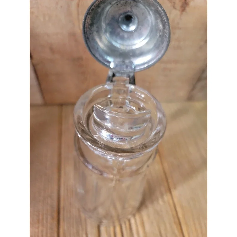 Vintage GLASS Lidded Lid Syrup Pitcher Ribbed Columns